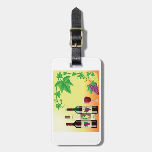 ブドウの荷物のラベルが付いているワイン ラゲッジタグ (正面縦)