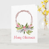 ブドウの葉のリースのクリスマスカード カード (黄色い花)