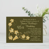 ブドウの葉（ゴールド）背景 95歳の誕生日 招待状 (スタンド正面)