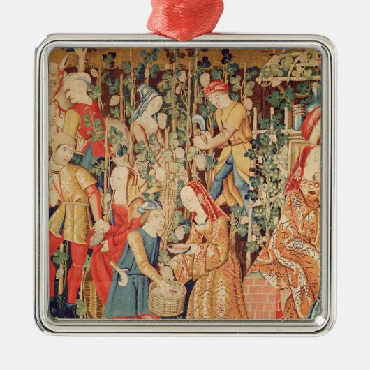 ブドウを集めること、ブドウの収穫の詳細 メタルオーナメント (正面)