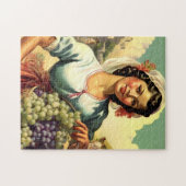 ブドウ収穫の美しいメキシコのカレンダーの女の子 ジグソーパズル (横)