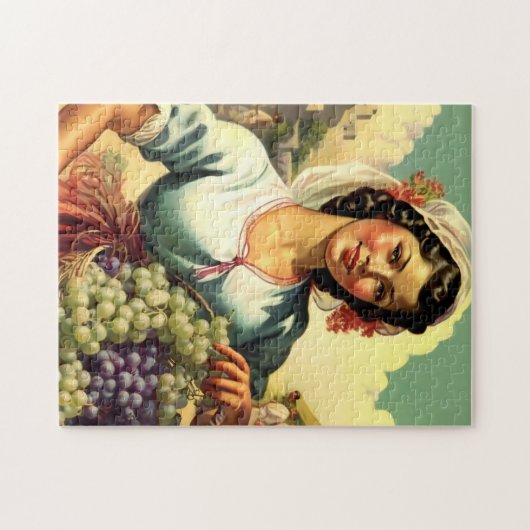 ブドウ収穫の美しいメキシコのカレンダーの女の子 ジグソーパズル (横)