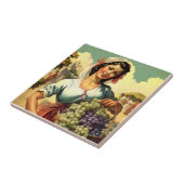 ブドウ収穫の美しいメキシコのカレンダーの女の子 タイル (側面)