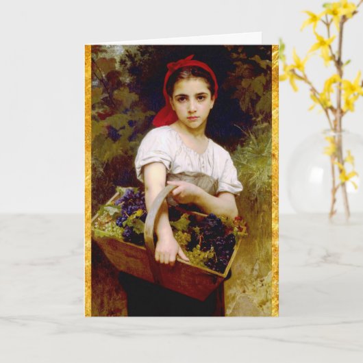 ブドウ収穫機誕生日 カード (黄色い花)