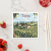 ブドウ園と自転車を持つトスカーナの風景 スタンダードカクテルナプキン (インサイチュ)