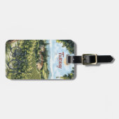 ブドウ園と自転車を持つトスカーナの風景 ラゲッジタグ (正面横)