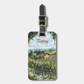 ブドウ園と自転車を持つトスカーナの風景 ラゲッジタグ (正面縦)