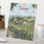 ブドウ園と自転車を持つトスカーナの風景 台座サイン (インサイチュ)