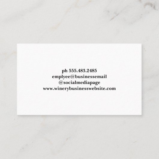 ブドウ園の前に注ぐワイン 名刺 (裏面)