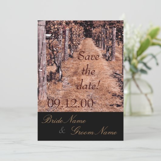 ブドウ園の結婚式の秋の保存日付 セーブザデート (スタンド正面)