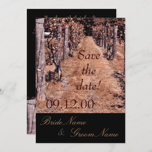 ブドウ園の結婚式の秋の保存日付 セーブザデート (正面/裏面)