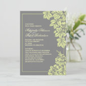 ブドウ園または庭の灰色及び黄色の結婚式の招待 招待状 (スタンド正面)