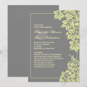 ブドウ園または庭の灰色及び黄色の結婚式の招待 招待状 (正面/裏面)