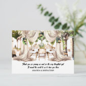 ブドウ園アルフレコのワインファームのテーブルの夏のカーテン サンキューカード (スタンド正面)