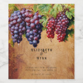 ブドウ園ワイナリー結婚の紫色の赤ブドウ ワインラベル (シングルラベル)