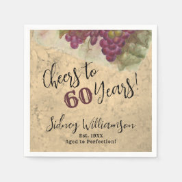 ブドウ園 60歳の誕生日 おめでとう60 ワインパーティー スタンダードカクテルナプキン