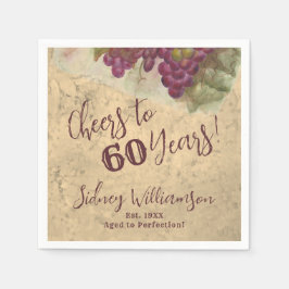 ブドウ園 60歳の誕生日 おめでとう 60歳 ブルゴーニュ スタンダードカクテルナプキン