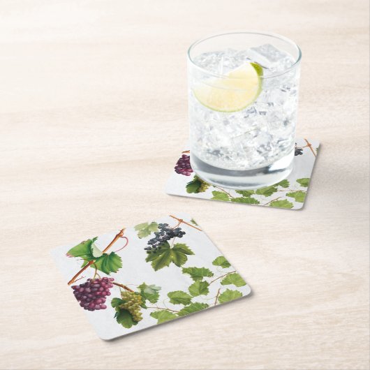 ブドウ地中海のヴィネヤードギリシャ島 スクエアペーパーコースター (インサイチュ)