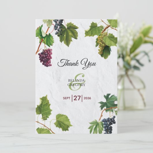 ブドウ地中海のヴィンヤードギリ結婚シア島 サンキューカード (スタンド正面)