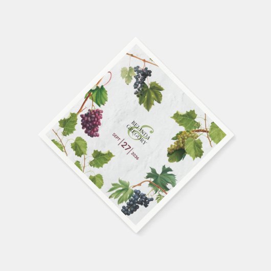 ブドウ地中海のヴィンヤードギリ結婚シア島 スタンダードカクテルナプキン (角)
