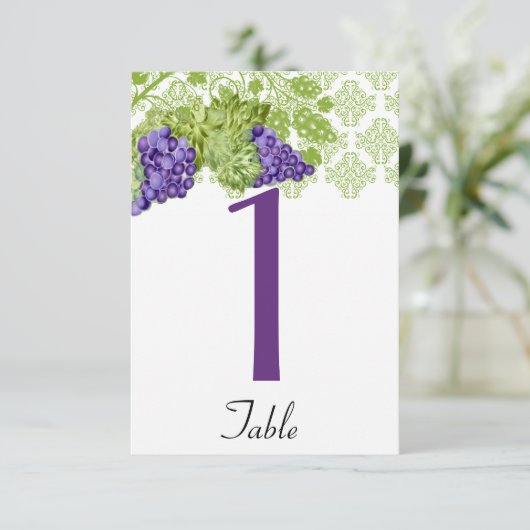 ブドウ庭園の結婚式表の番号 招待状 (スタンド正面)