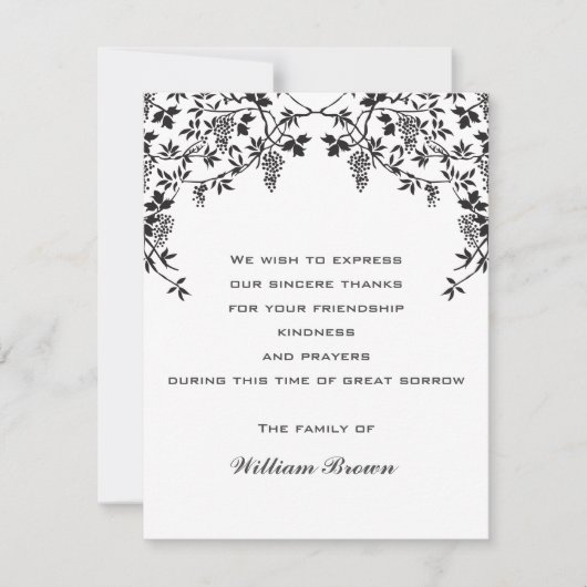 ブドウ悔やみや弔慰ノートカード 出欠カード (正面)