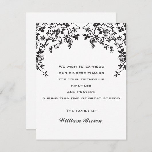 ブドウ悔やみや弔慰ノートカード 出欠カード (正面/裏面)