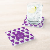 ブドウ果実模様パープルホワイト ガラスコースター (アングル)