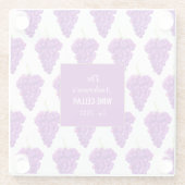 ブドウ果実模様パープルホワイト ガラスコースター (裏面)