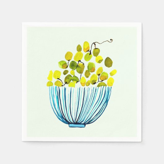 ブドウ水彩アートフルーツ スタンダードカクテルナプキン (正面)