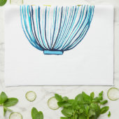 ブドウ水色フルーツイラストレーション キッチンタオル (折り畳み)