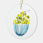 ブドウ水色フルーツイラストレーション セラミックオーナメント (左)