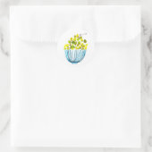 ブドウ水色フルーツイラストレーション ラウンドシール (バッグ)