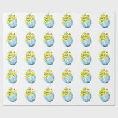 ブドウ水色フルーツイラストレーション ラッピングペーパー (フラット)