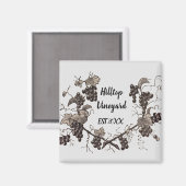 ブドウ畑つる植物スケッチヴィンテージエッチングワイナリー マグネット (正面/裏面)