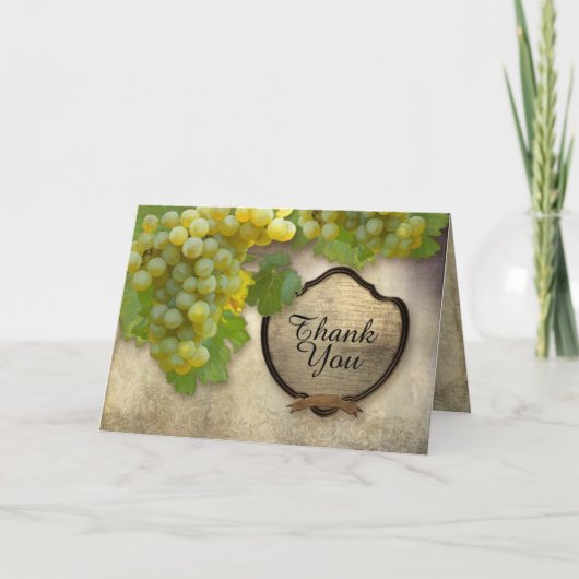 ブドウ畑のシャルドネ グリーングレープ ヴァイン エレガント サンキューカード (正面)