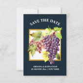 ブドウ畑ワイナリーブルーグリーン金ゴールドワイン セーブザデート (正面)