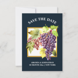 ブドウ畑ワイナリーブルーグリーン金ゴールドワイン セーブザデート