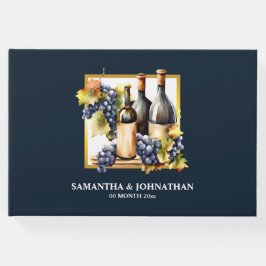 ブドウ畑ワインファームの水彩ボトルブドウ ゲストブック