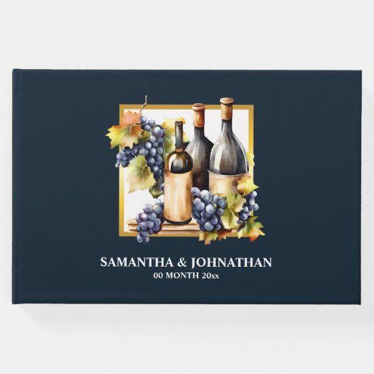 ブドウ畑ワインファームの水彩ボトルブドウ ゲストブック (正面)