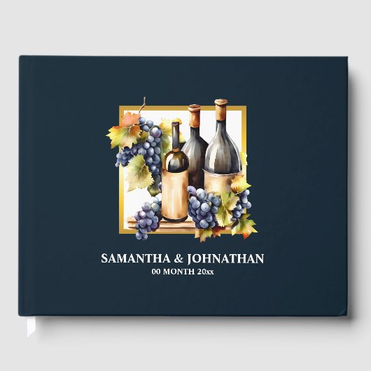 ブドウ畑ワインファームの水彩ボトルブドウ ゲストブック (正面)