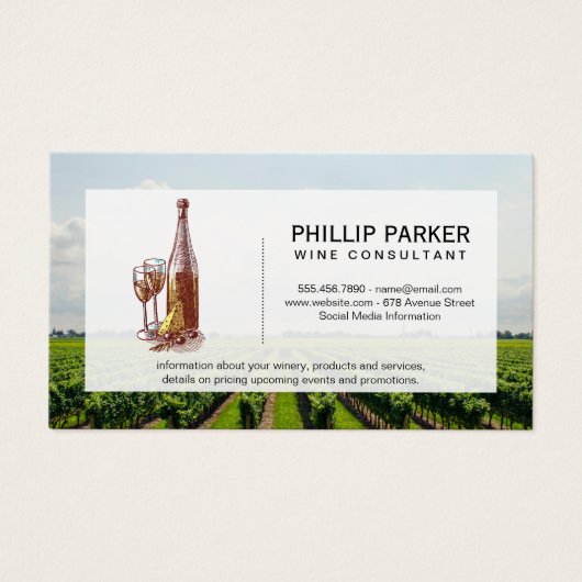 ブドウ畑 |ワインボトルとグラス (正面)