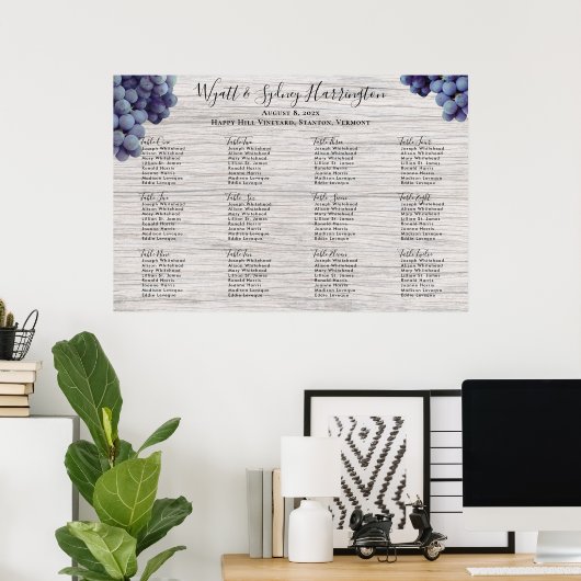 ブドウ結婚園のライトウッドのシーティングチャート ポスター (ホームオフィス)