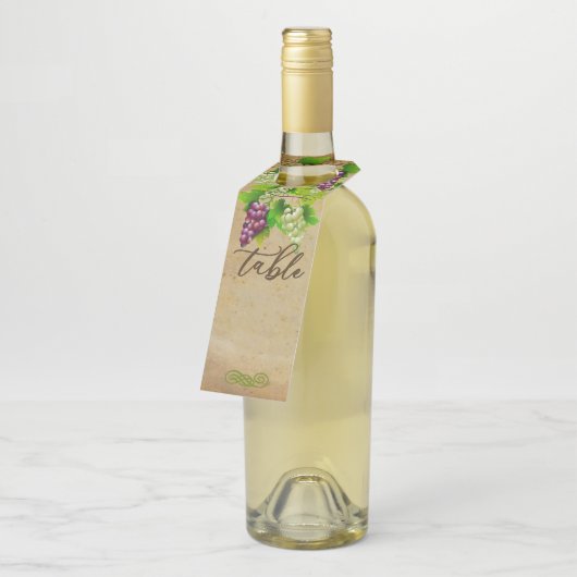 ブドウ結婚園のワイナリーブドウのテーブル番号 ボトルネックタグ (アングル)