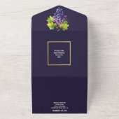 ブドウ結婚畑のワインバレル水色ブドウ オールインワン招待状 (外側)