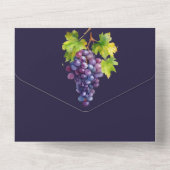 ブドウ結婚畑のワインバレル水色ブドウ オールインワン招待状 (裏面)