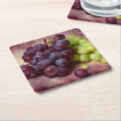 ブドウ赤と緑 スクエアペーパーコースター (アングル)