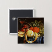 ブドウ、オレンジおよび皮をむかれたレモンの静物画 缶バッジ (正面&裏面)