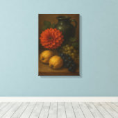 ブドウ、キンス、ダリアを使った静かな生活 キャンバスプリント (インサイチュ (ウッドフロア))