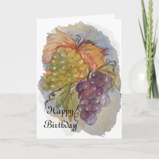 ブドウ-ハッピーバースデー カード (正面)